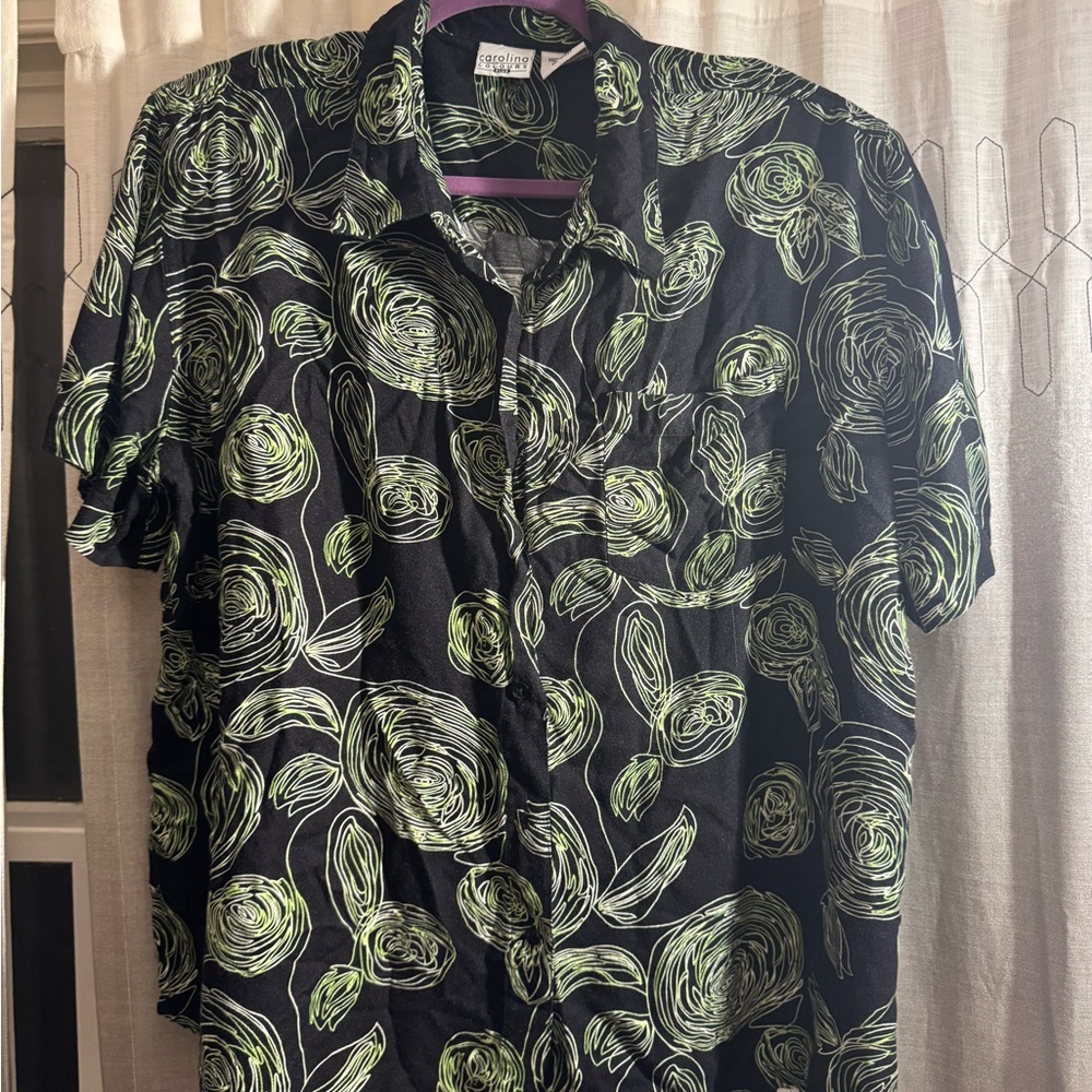 Carolina colours Tropical Black and Green Men's Hawaiian Shirt